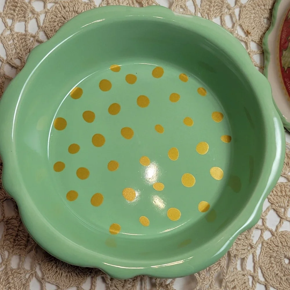 The Pioneer Woman‎ Mini Pie Plate 3pc Set 5in Green Red Joy New Stoneware Dish